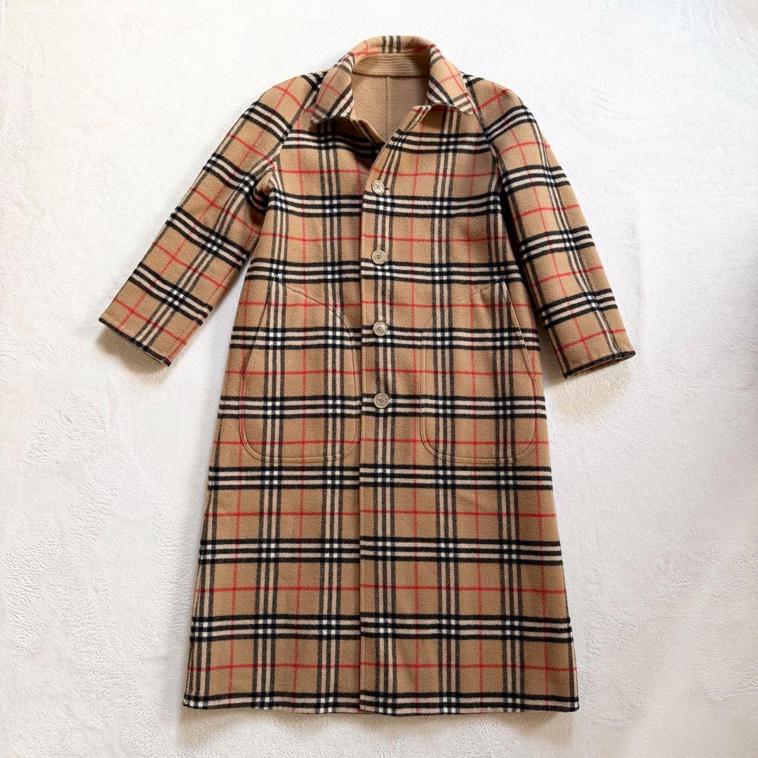 極美品　ロング丈　リバーシブル　Burberry 総柄ノバチェック　ウールコート