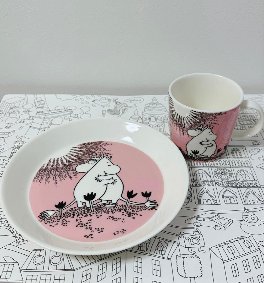 【ARABIA】アラビア ムーミン LOVE ピンク プレート&マグ