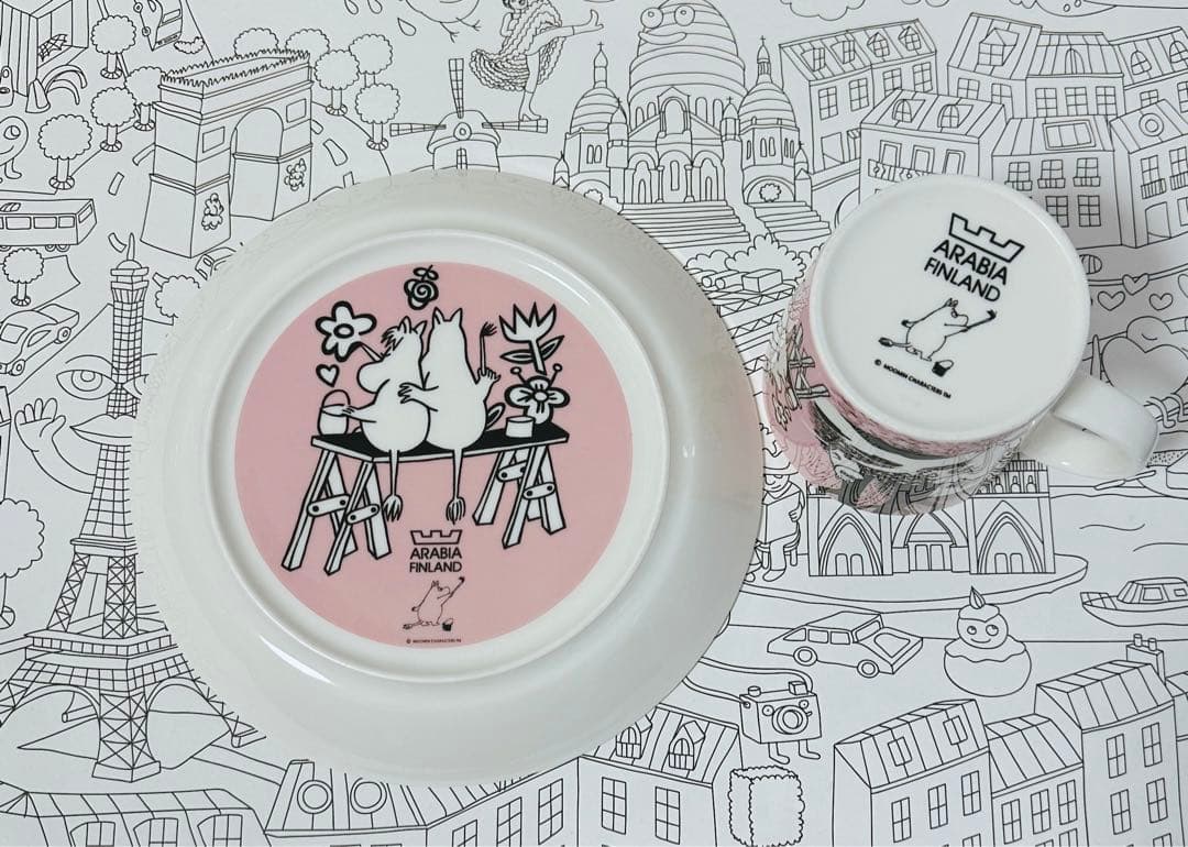【ARABIA】アラビア ムーミン LOVE ピンク プレート&マグ