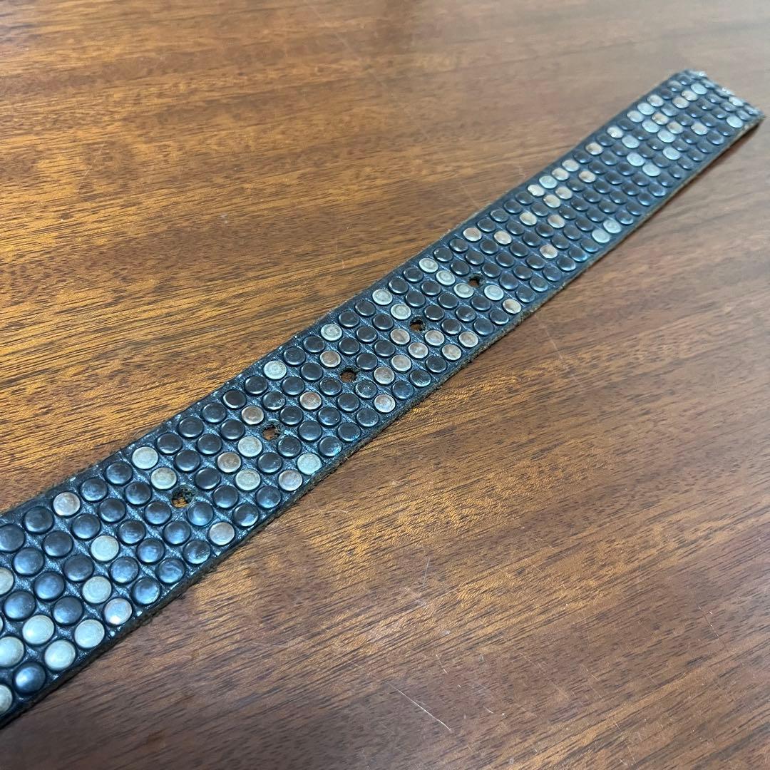 【95/38】美品HTC ヴィンテージ加工 5000スタッズ 本革レザーベルト