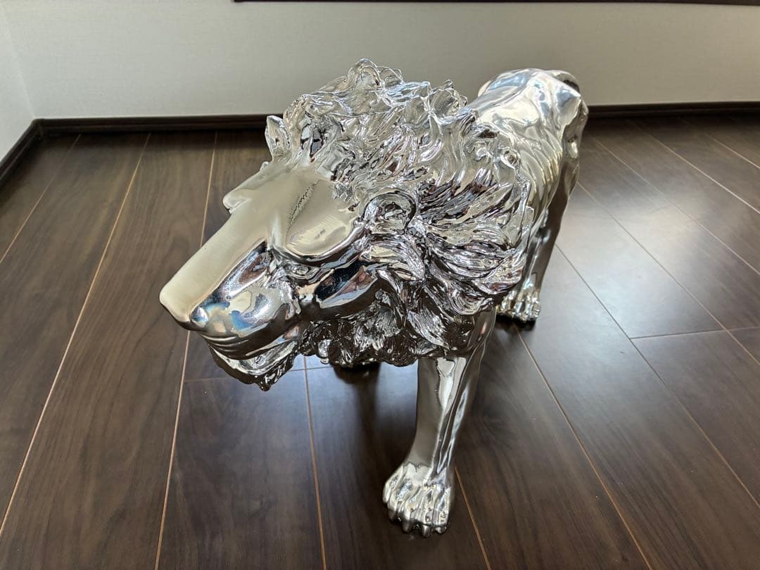 金属製動物ライオン置物 ゴールド シルバー約60cm