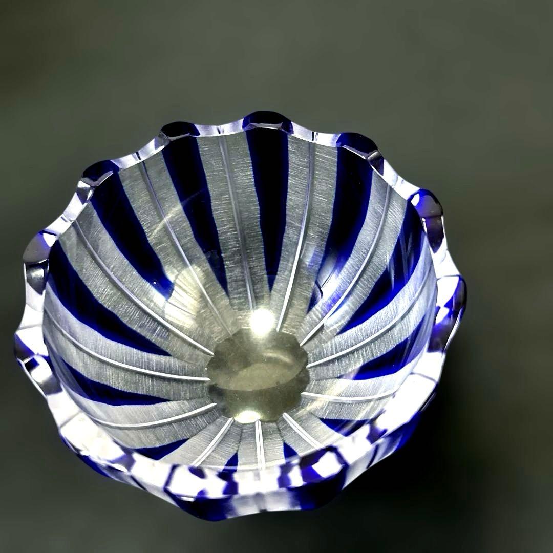 ・HOYA ホヤ クリスタル 瑠璃切子小付　セット　小鉢　4点