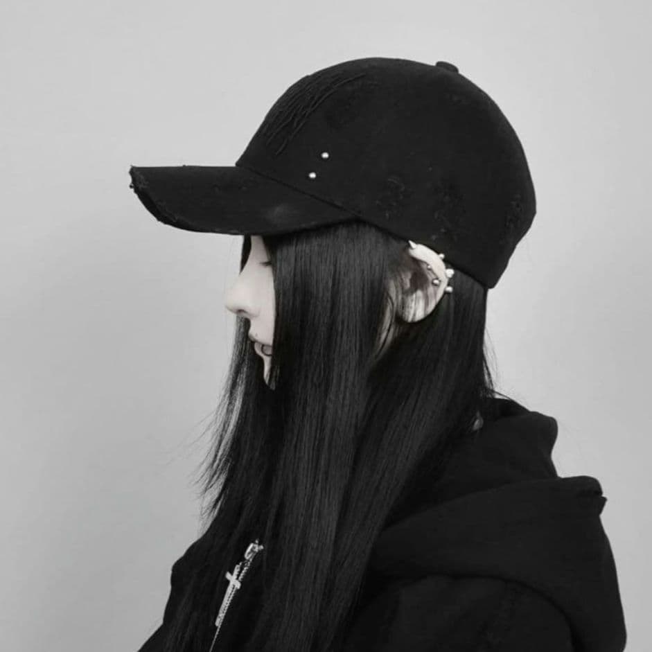 DimMoire ディムモアール ロゴ刺繍ダメージCAP Black