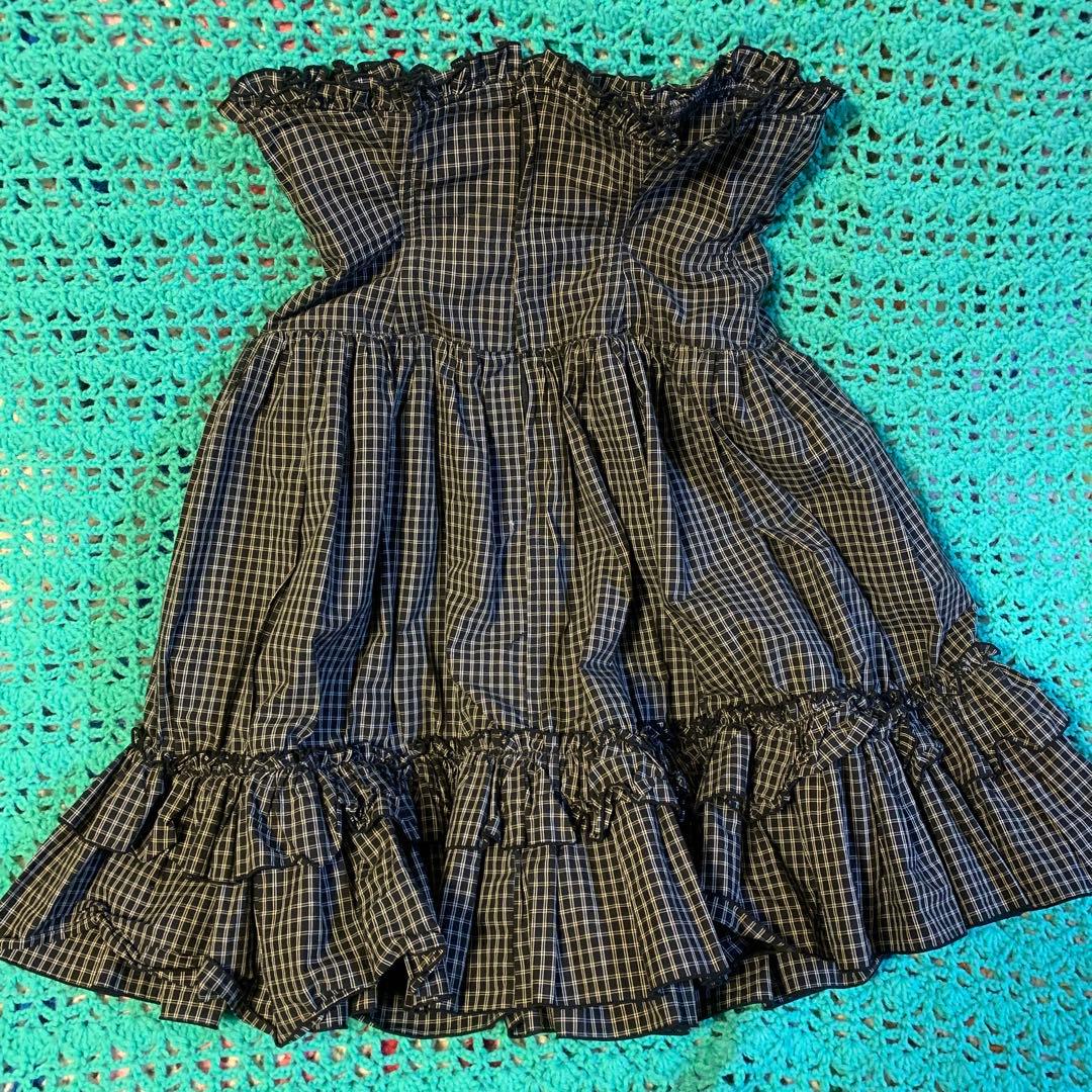 アトリエピエロ　スカート　チェック柄　編みコルセット