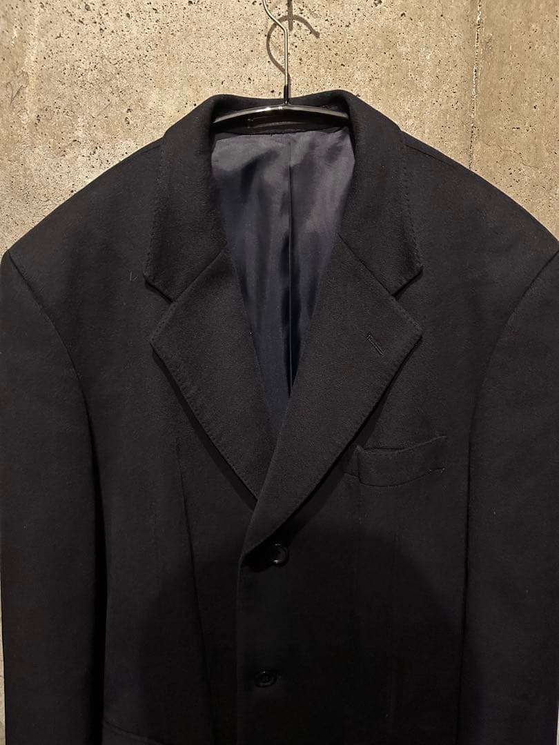 【※着画有 カシミヤ100】ブラックチェスターコート〈Lサイズ相当〉