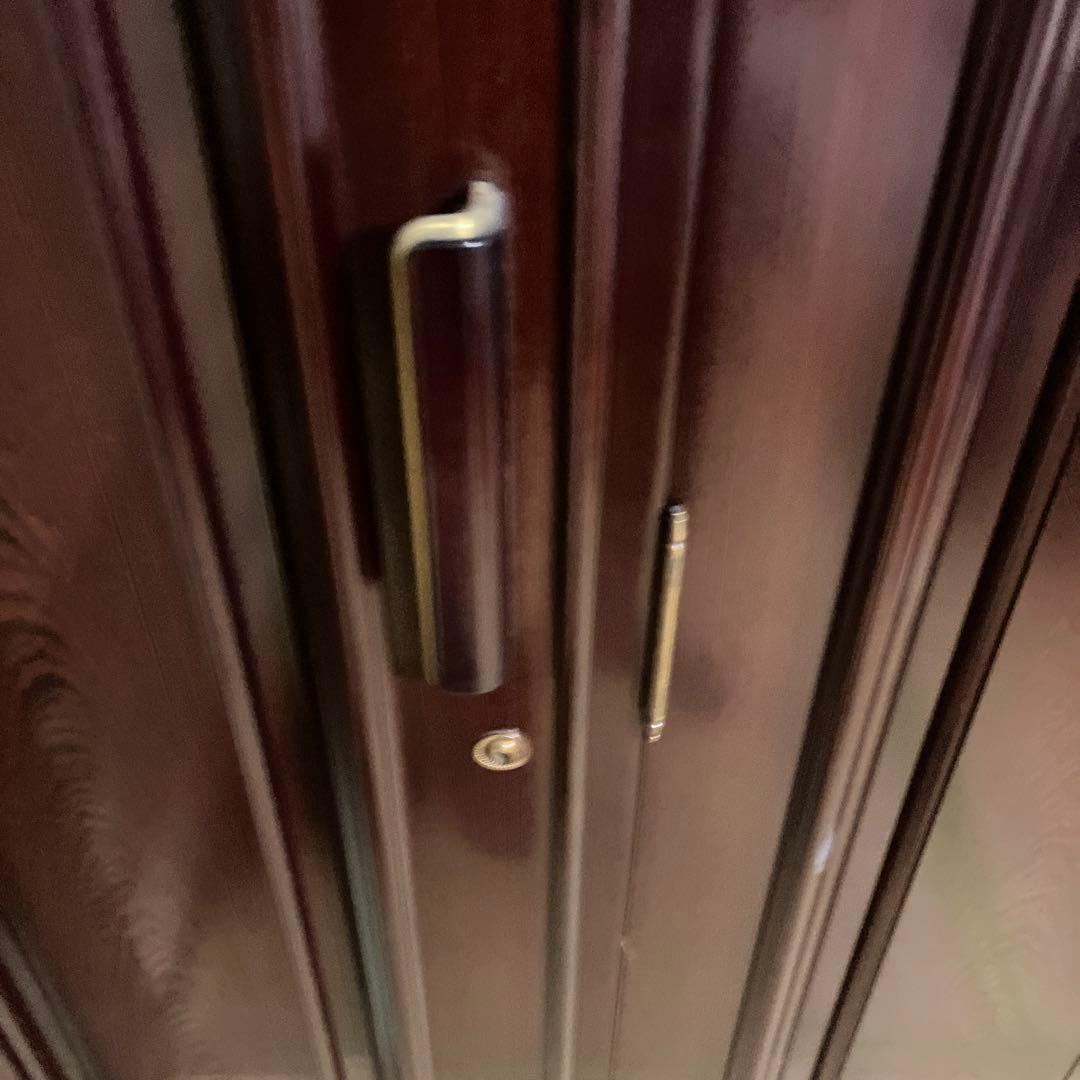 ダークブラウン 3ドア衣装ダンス ハンガーラック付き