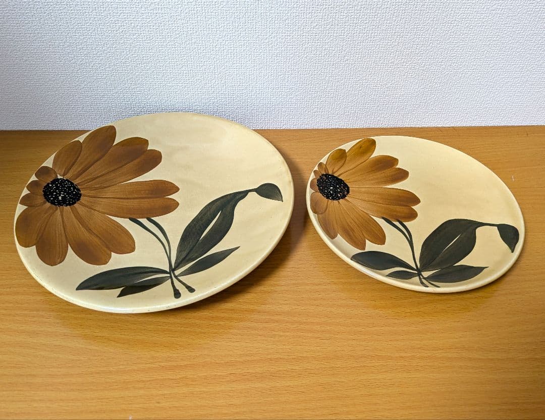 Gien ジアン Tournesol ひまわり プレート 大小 2枚ヴィンテージ