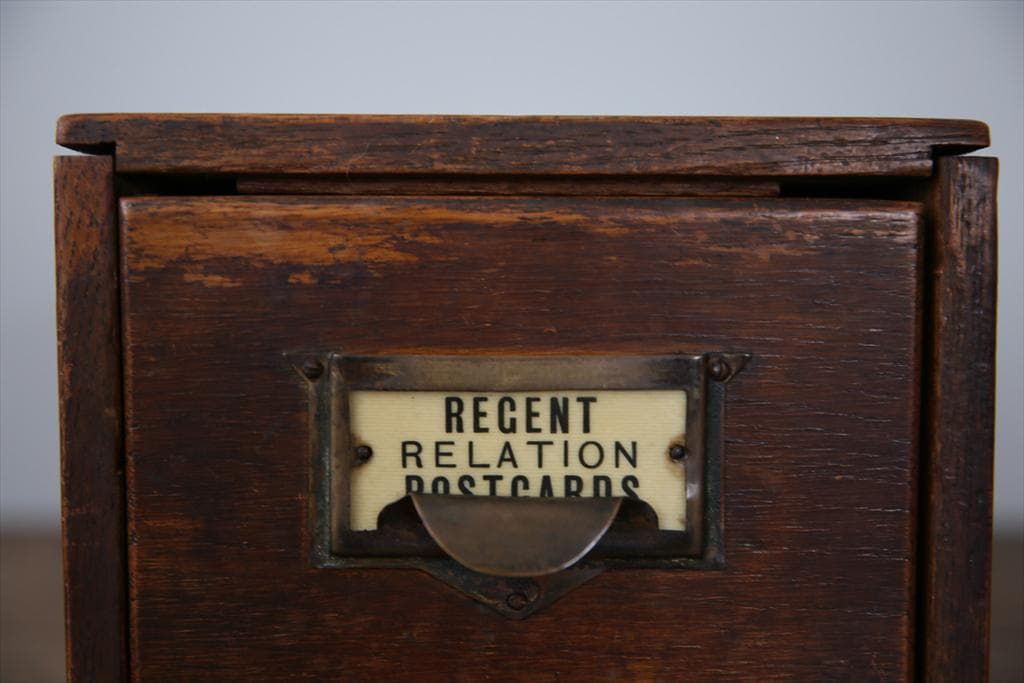 英国アンティーク木製ファイリングドロワー/引出収納/小物入れボックス(70-9)