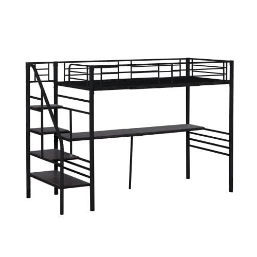 ロフトベッド 階段付き パイプベッド シングル コンセント付き 収納 子