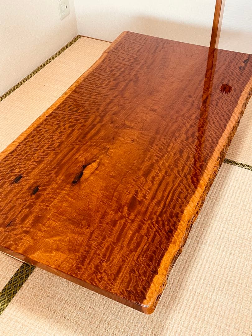 【送料込み】ブビンガ材 高級 一枚板 座卓 テーブル