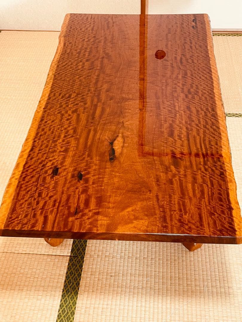 【送料込み】ブビンガ材 高級 一枚板 座卓 テーブル