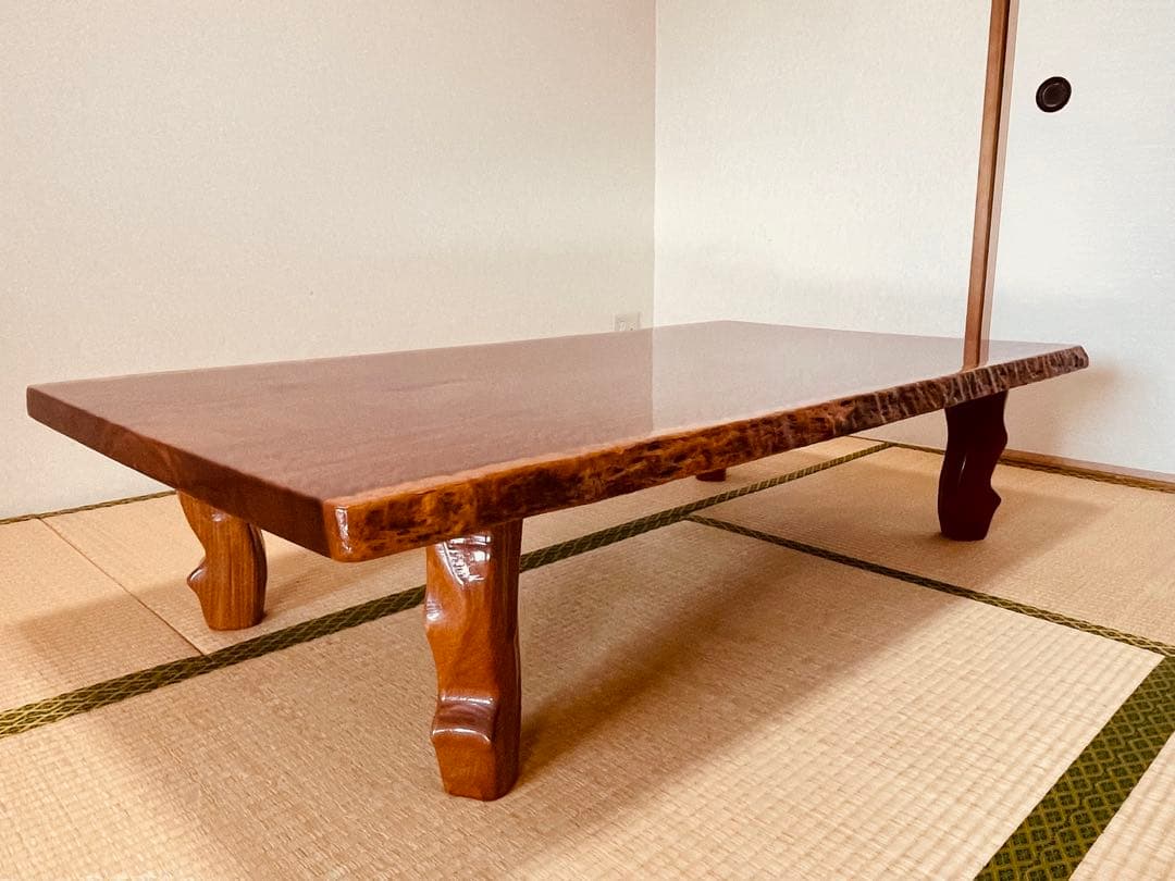 【送料込み】ブビンガ材 高級 一枚板 座卓 テーブル