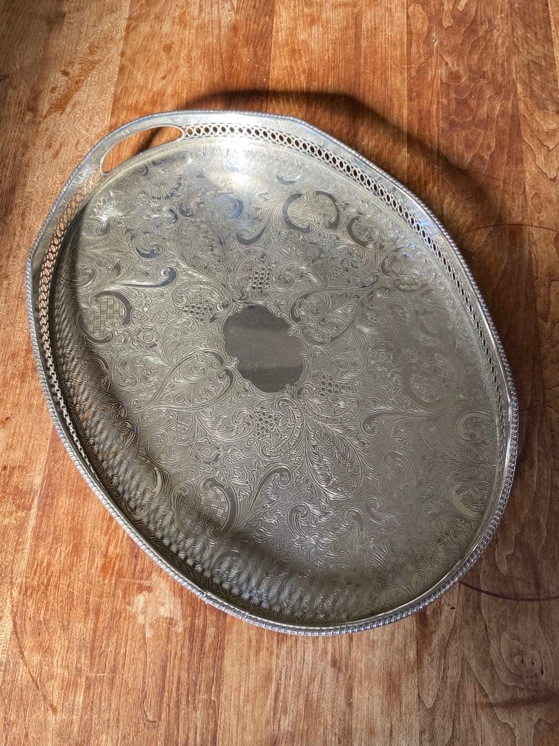 英イギリス アンティーク SILVER PLATE トレイ