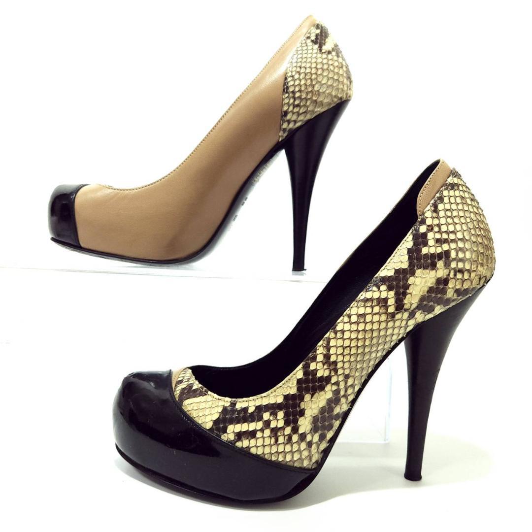 FENDI パンプス パイソン ブラック ブラウン プラットフォーム パイソン