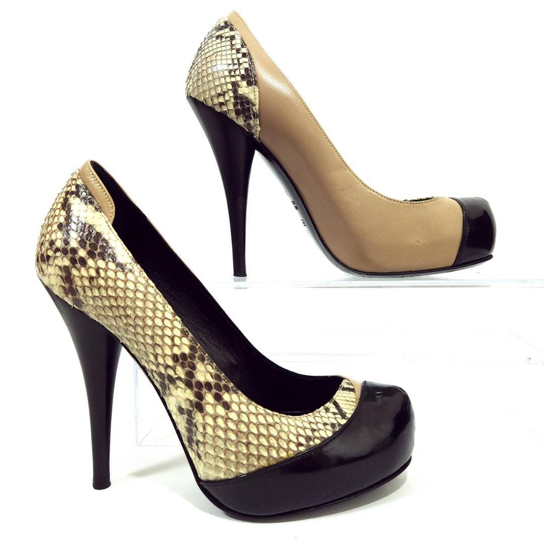 FENDI パンプス パイソン ブラック ブラウン プラットフォーム パイソン