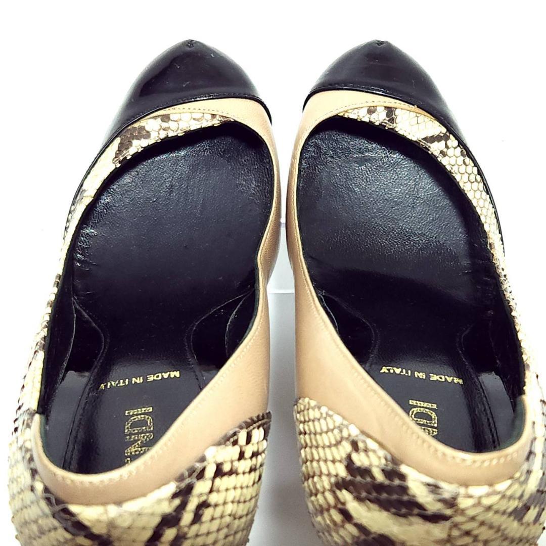 FENDI パンプス パイソン ブラック ブラウン プラットフォーム パイソン