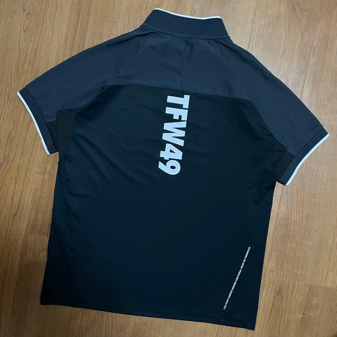 TFW49 ハーフジップ　モックネック　シャツ　ホワイト　ブラック　XL ゴルフ