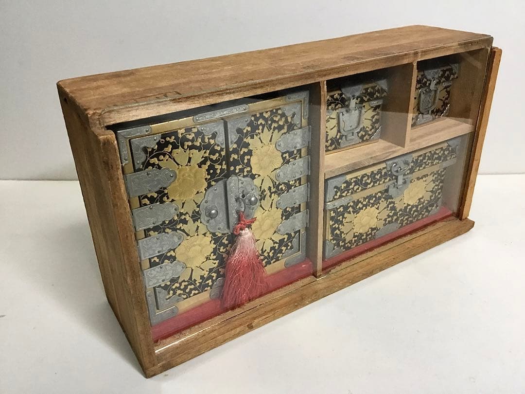 古い雛道具◆三荷◆戦前 箪笥 長持 鋏箱 雛人形 ミニチュア 木製