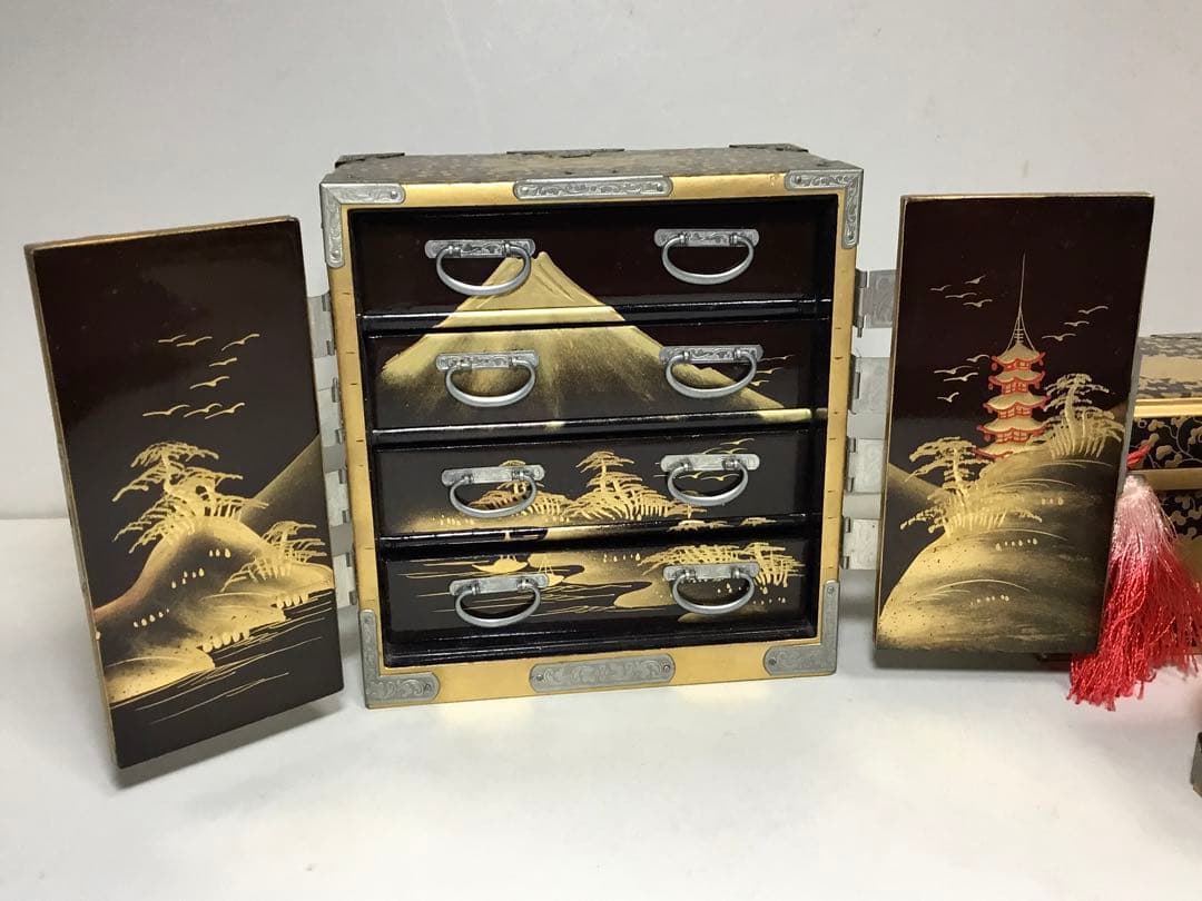 古い雛道具◆三荷◆戦前 箪笥 長持 鋏箱 雛人形 ミニチュア 木製