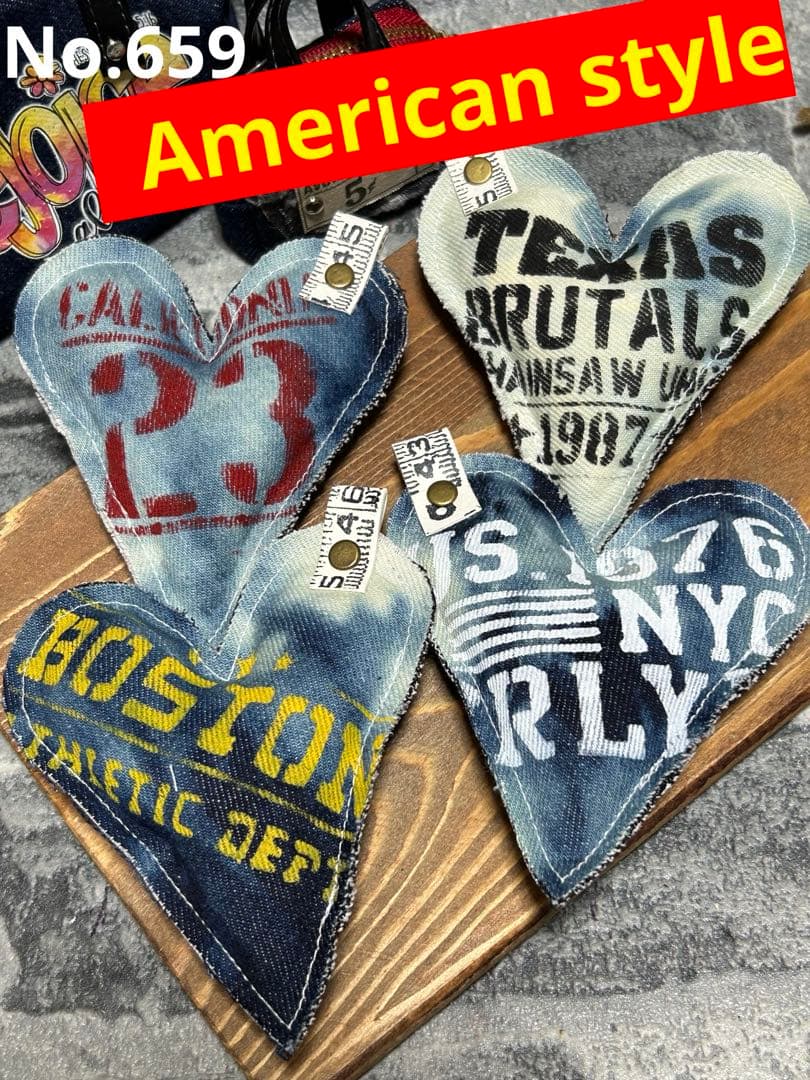 ブリーチデニムぷっくりハートタグ　No.659