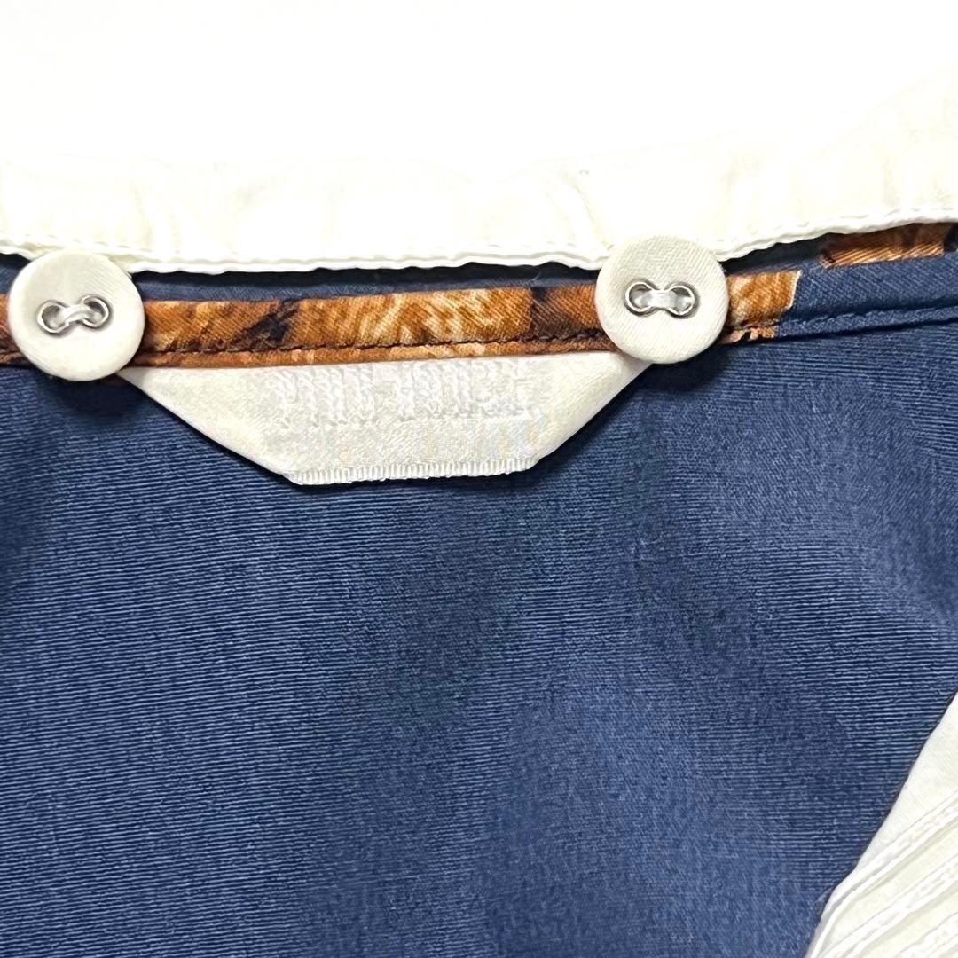 【美品】ピンクハウス　ロングワンピース　セーラーカラー　ベア　ギャザー　青