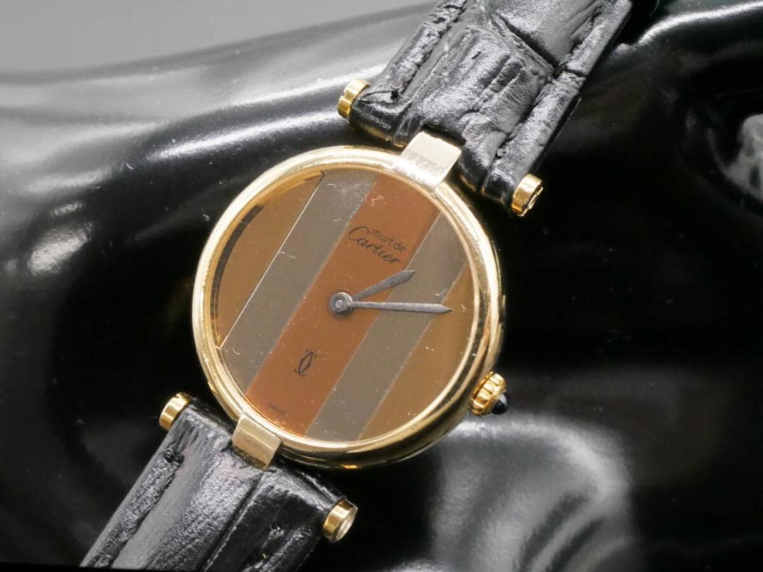 稼働中 カルティエ マストヴァンドーム SM SV925トリニティクォーツ腕時計