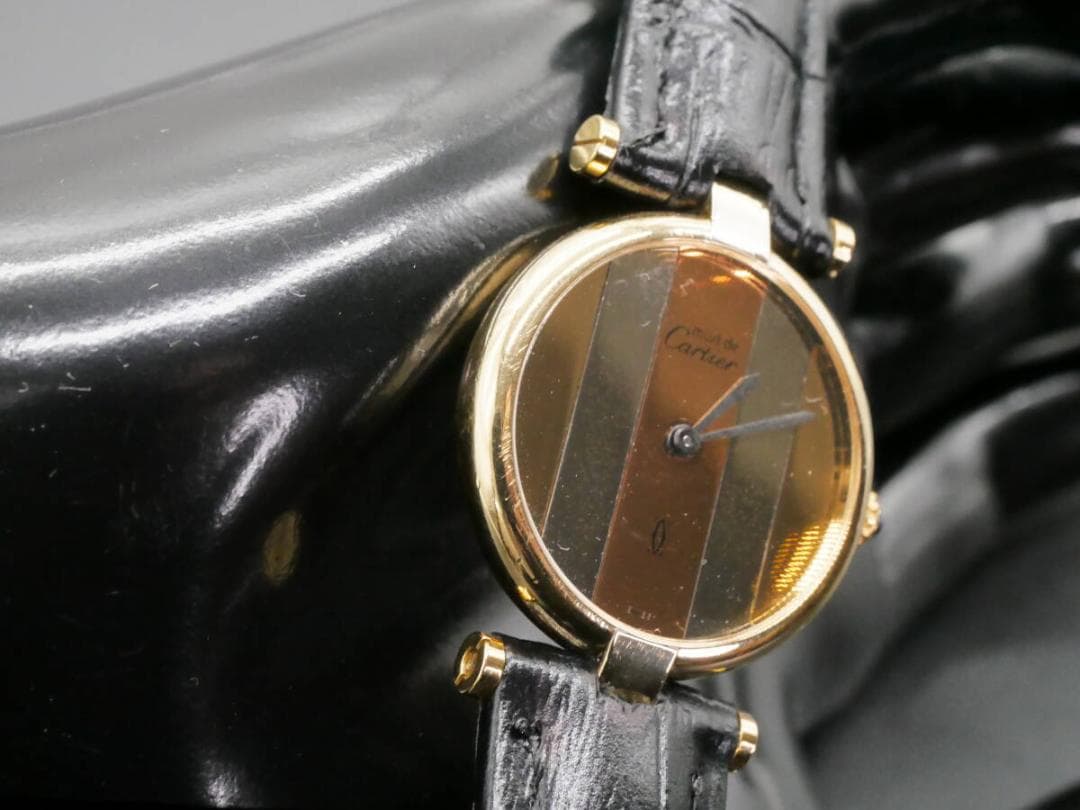稼働中 カルティエ マストヴァンドーム SM SV925トリニティクォーツ腕時計