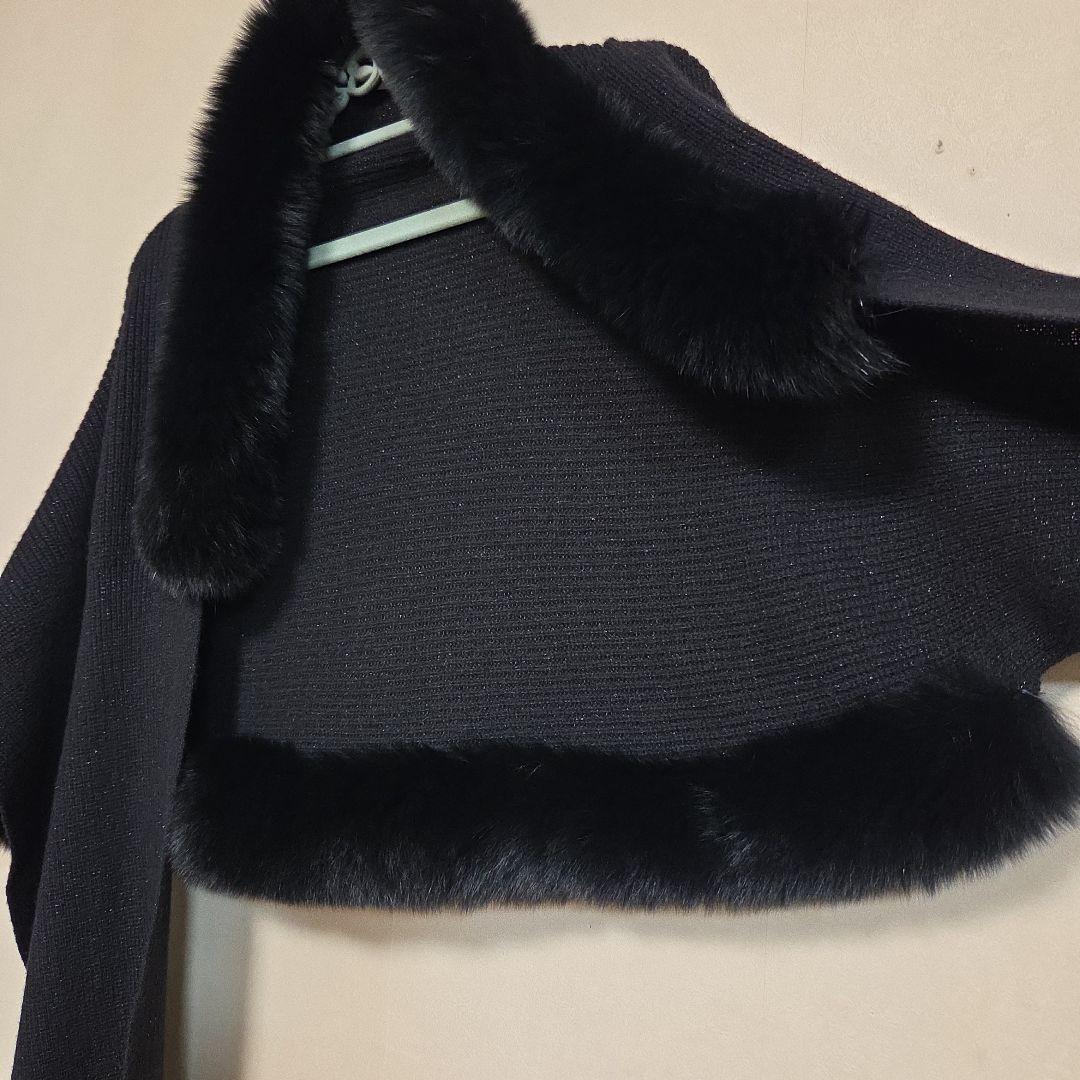 ★LANVIN　COLLECTION リアルファー付き ニットショール