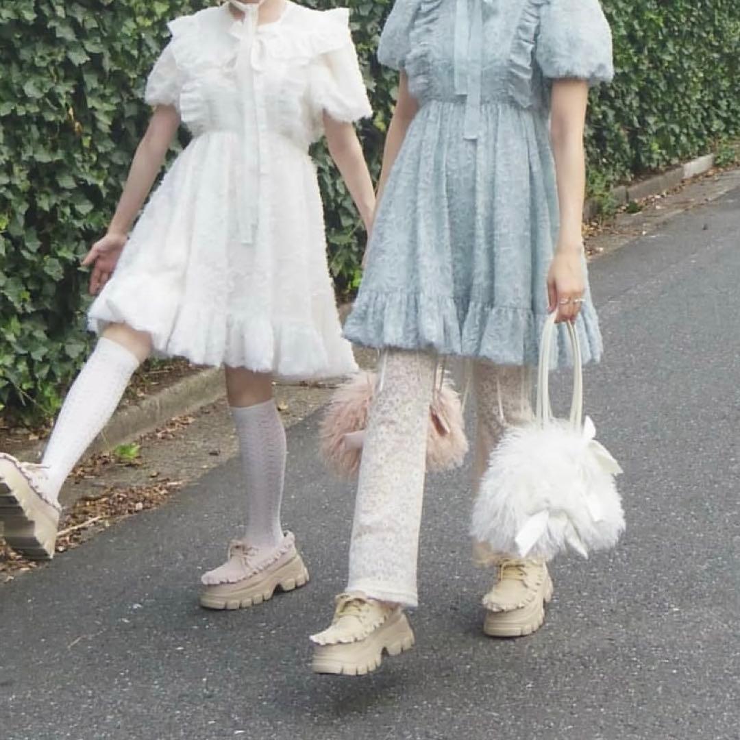 merry jenny ジャガードフレアミニワンピース ブラック