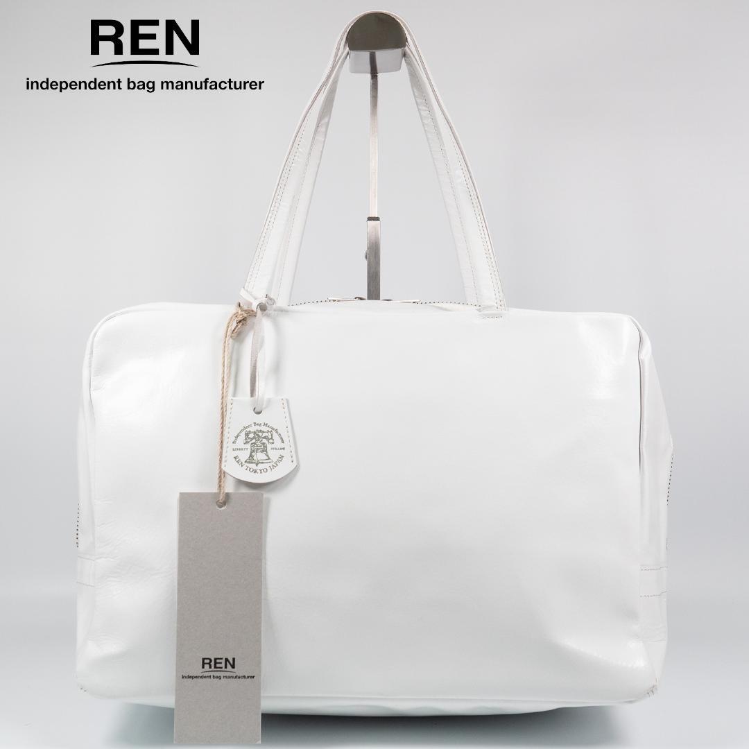 タグ付き未使用✨レン REN ボストンバッグ ホワイト ピッグスキン