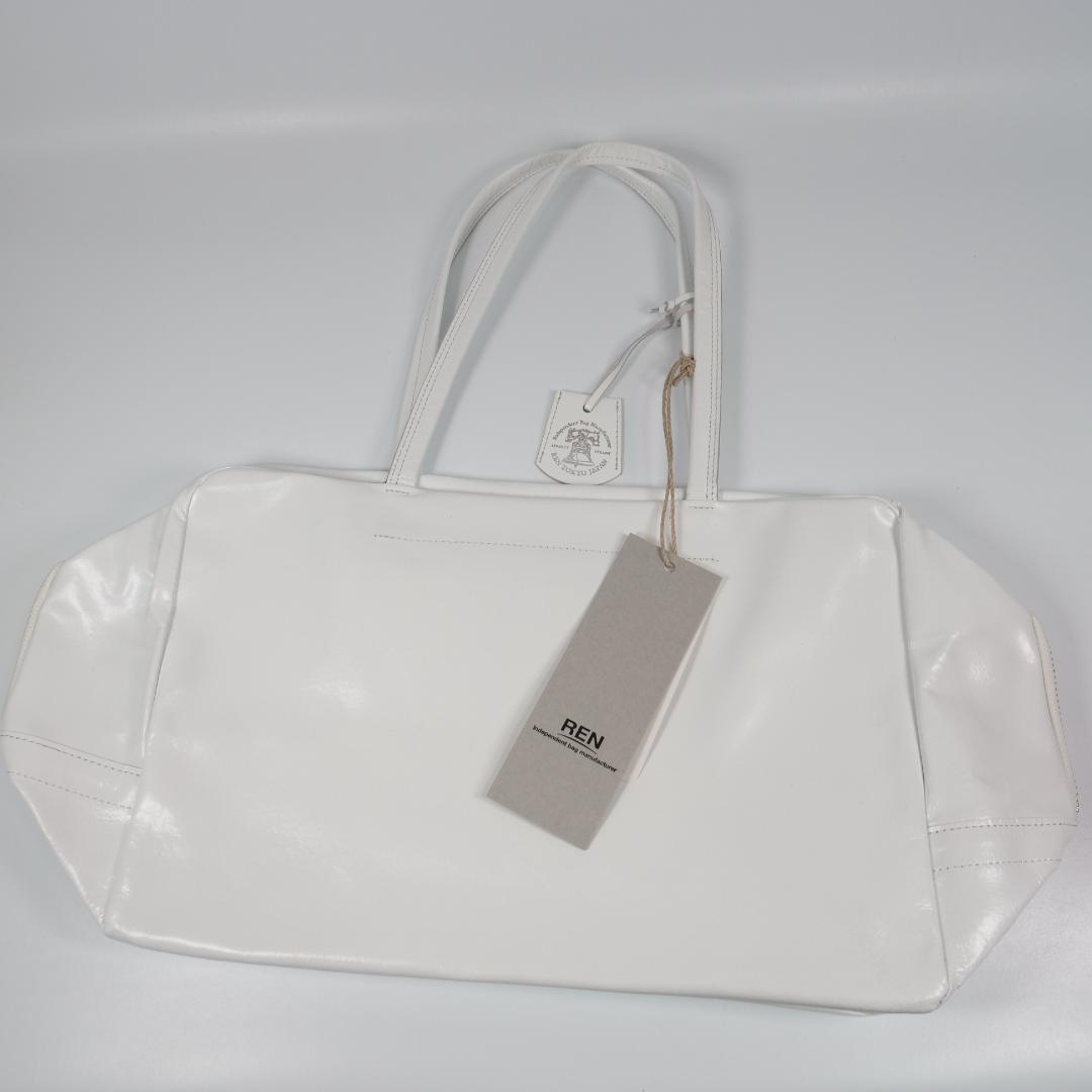 タグ付き未使用✨レン REN ボストンバッグ ホワイト ピッグスキン