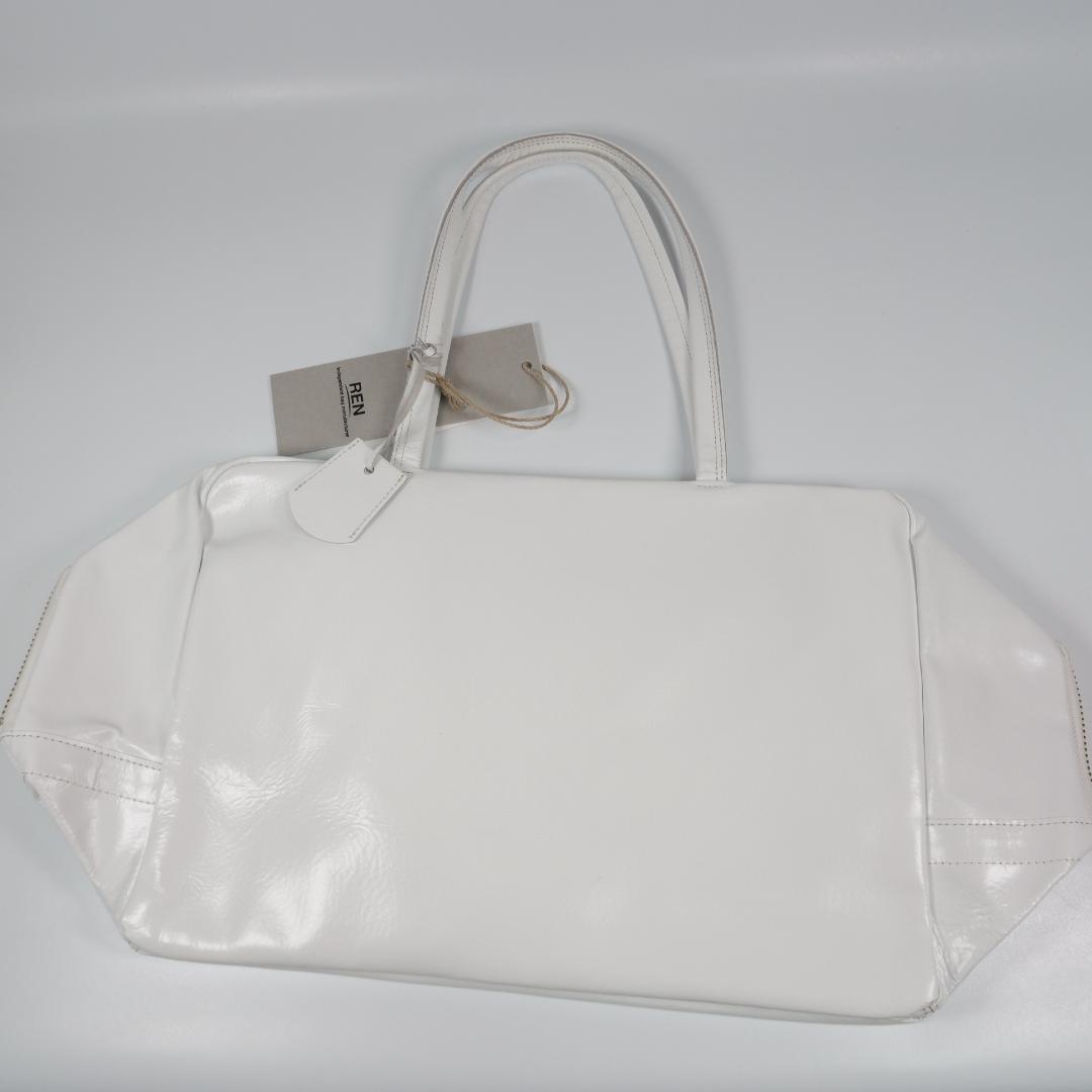 タグ付き未使用✨レン REN ボストンバッグ ホワイト ピッグスキン