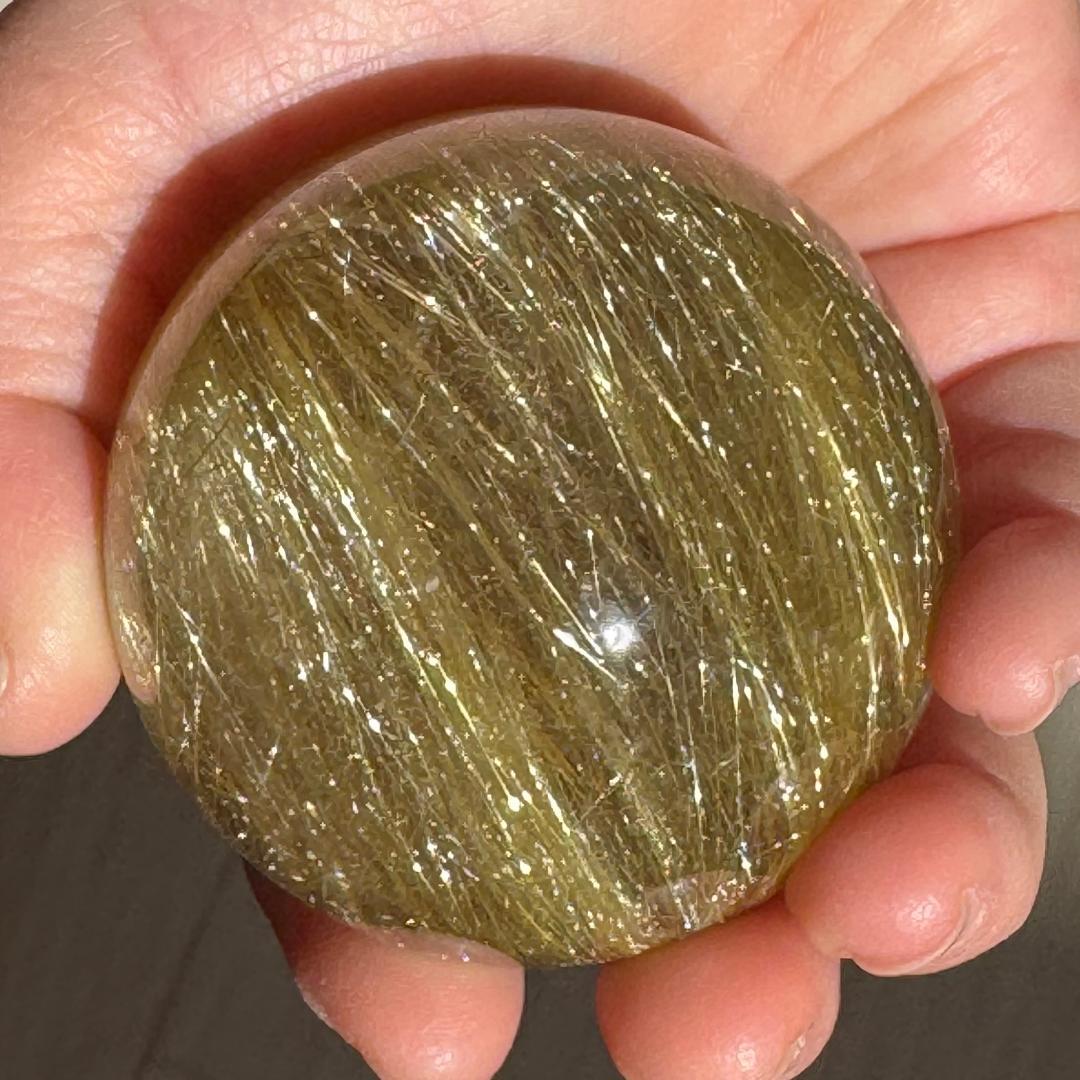 金運アップ （鉱物入り）◇ゴールドルチルクォーツ◇丸玉　約42.8㎜