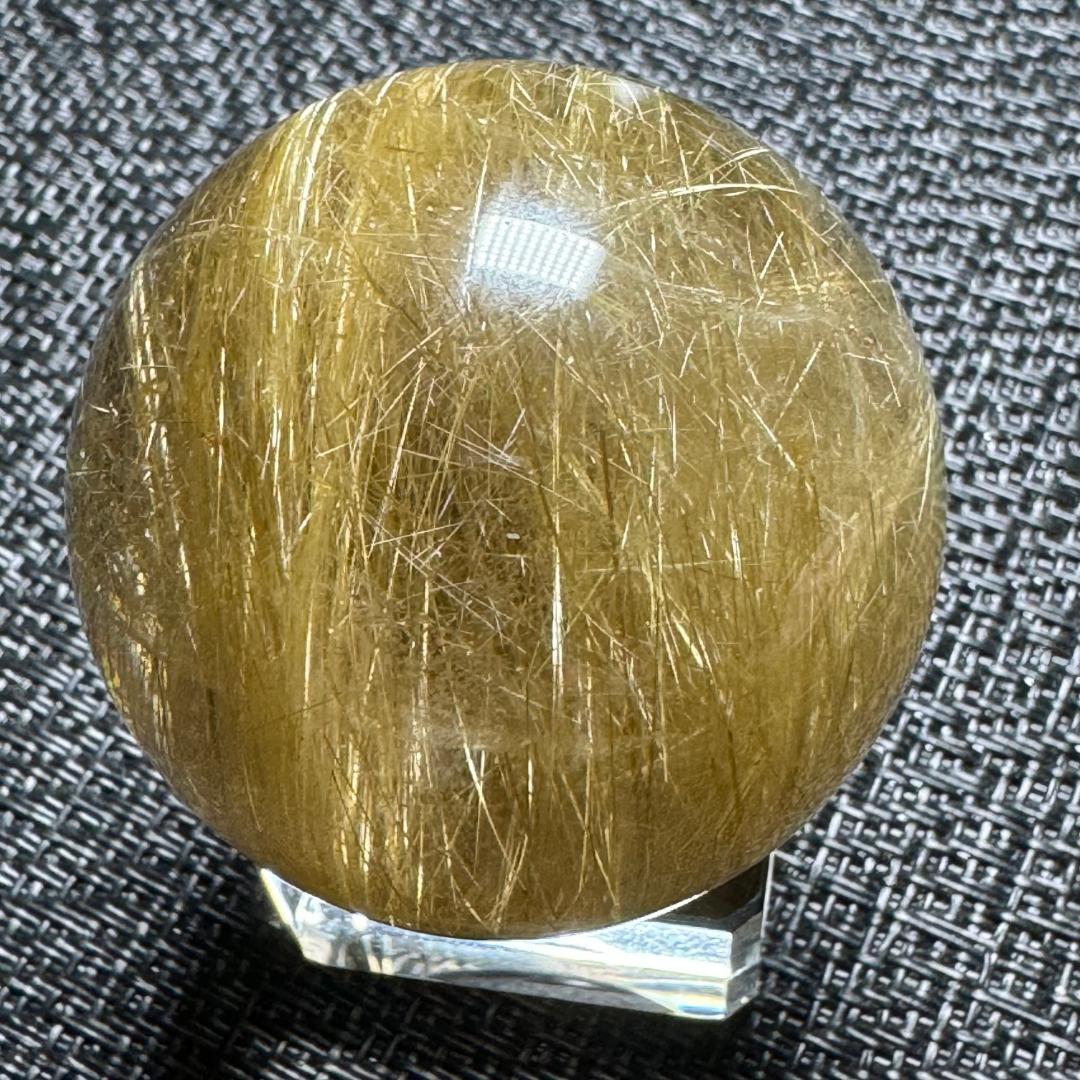 金運アップ （鉱物入り）◇ゴールドルチルクォーツ◇丸玉　約42.8㎜