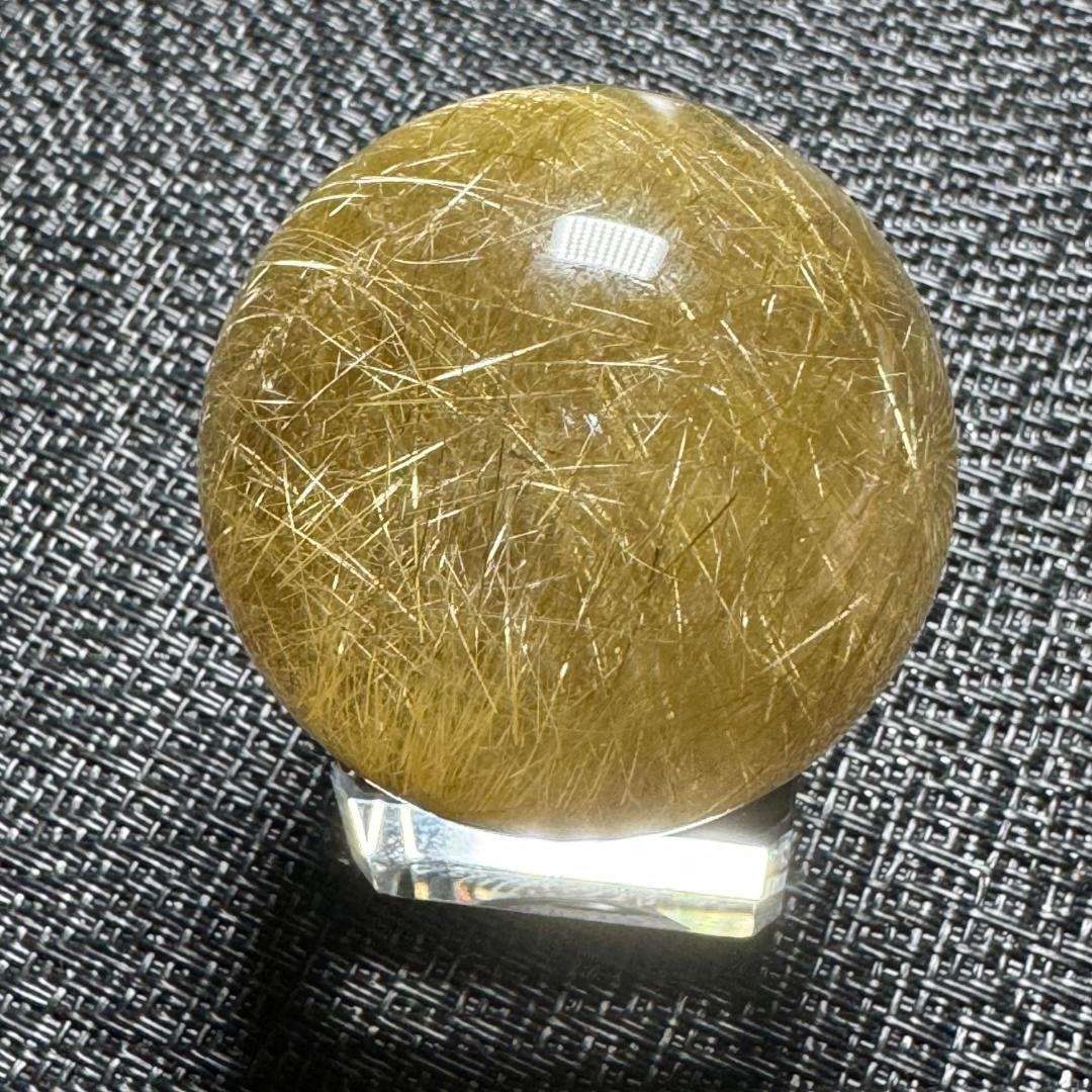 金運アップ （鉱物入り）◇ゴールドルチルクォーツ◇丸玉　約42.8㎜