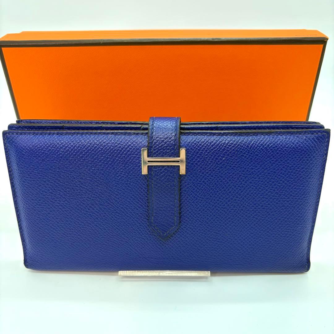 HERMES エルメス ベアンスフレ ブルーエレクトリック　長財布　ブルー
