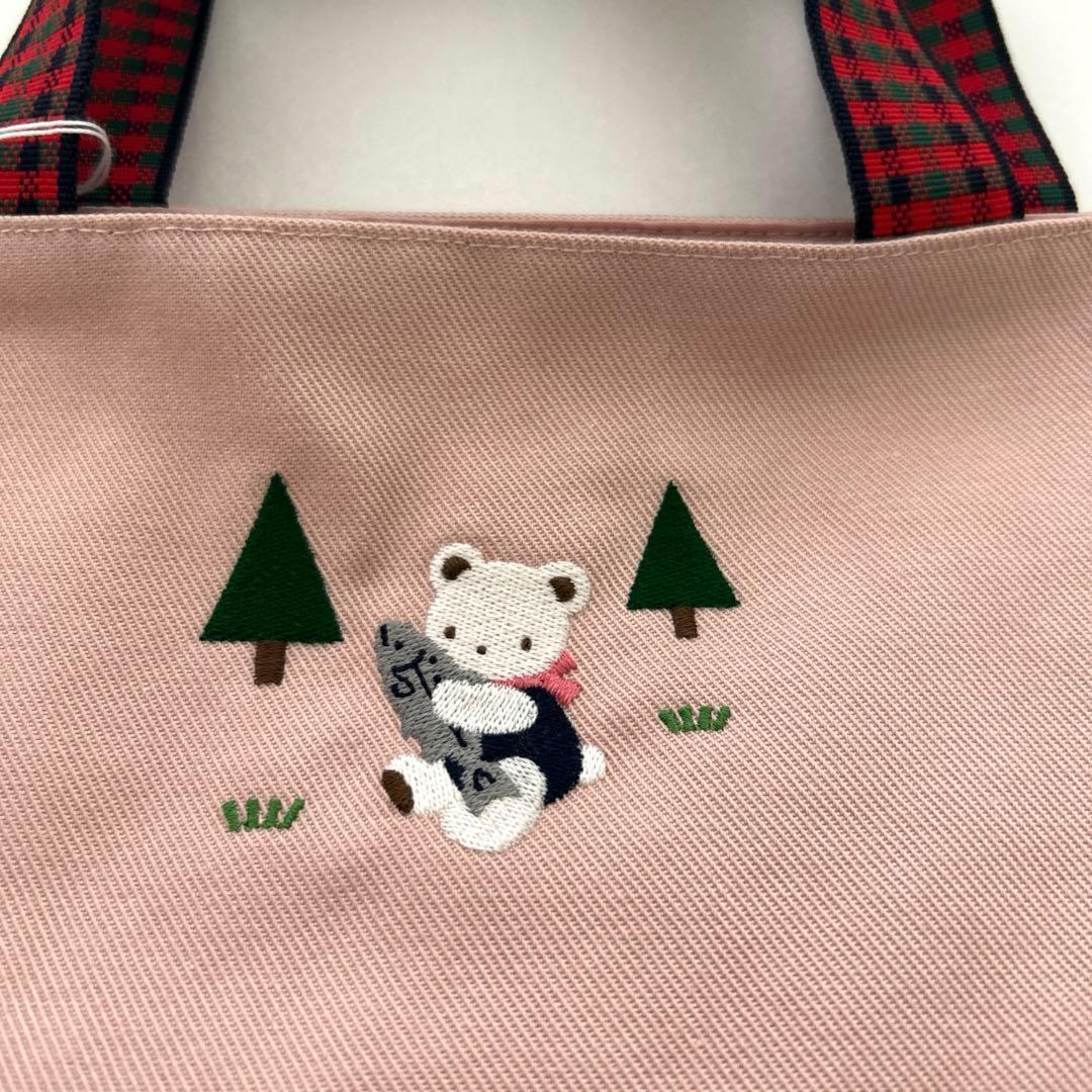 ファミリアトートバッグ　新品・未使用　赤チェック刺繍