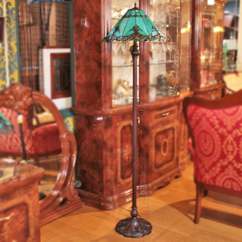 ステンドグラスフロアランプ グリーン 室内照明 321-158