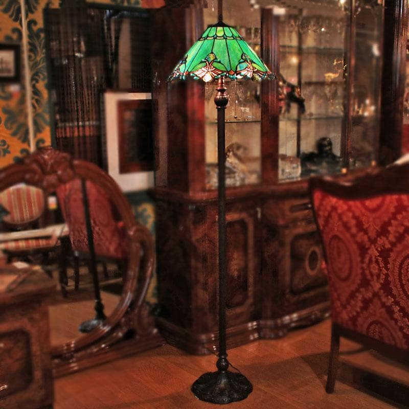 ステンドグラスフロアランプ グリーン 室内照明 321-158
