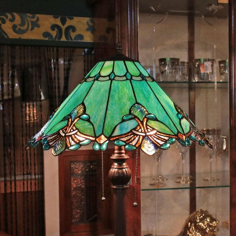 ステンドグラスフロアランプ グリーン 室内照明 321-158