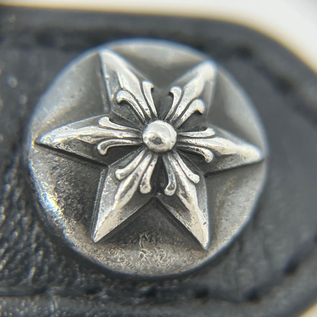 クロムハーツ 3ボタン2スナップ ブレスレット スターボタン レザー SV925