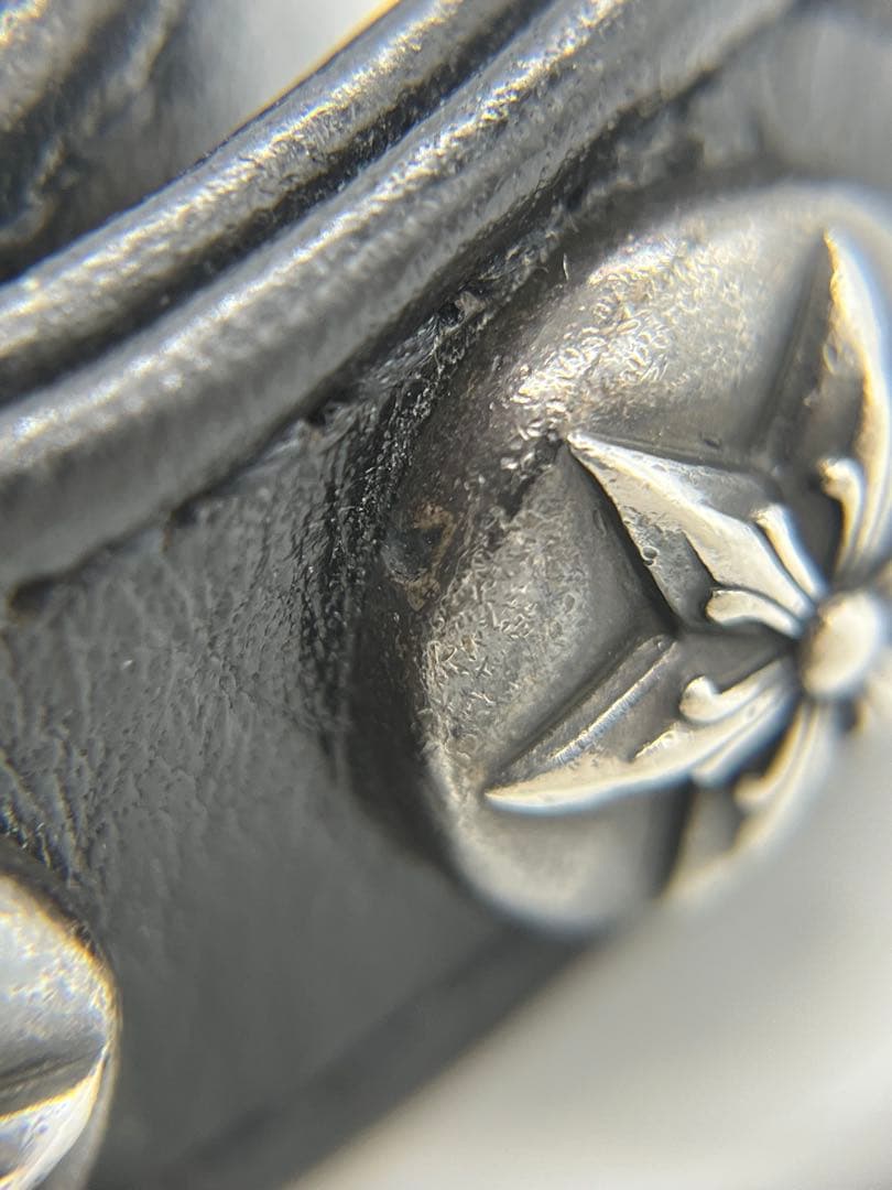 クロムハーツ 3ボタン2スナップ ブレスレット スターボタン レザー SV925