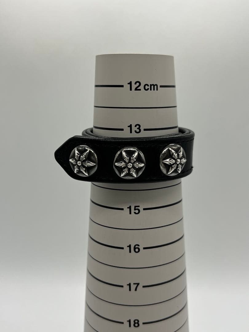 クロムハーツ 3ボタン2スナップ ブレスレット スターボタン レザー SV925