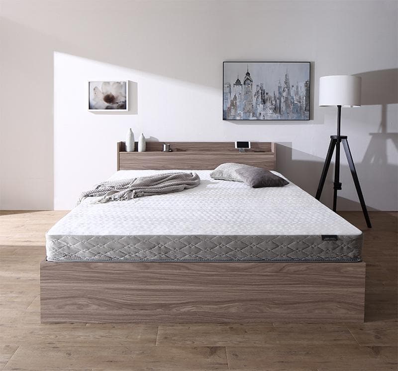 最安値！マットレスなし クイーンベッド 収納 コンセント 送料込み！4