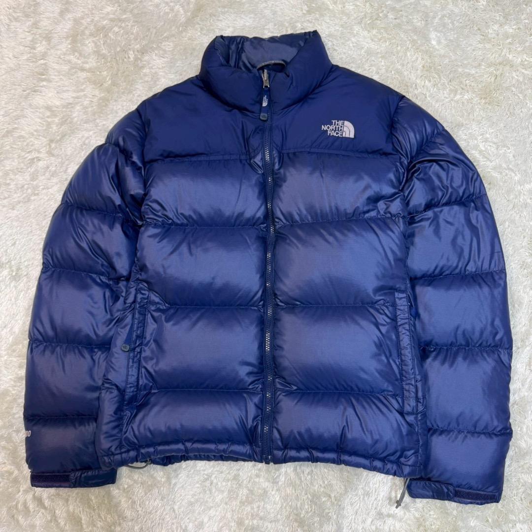 ノースフェイス ダウンジャケット 海外限定 ロゴ刺繍 ブルー レディース XL