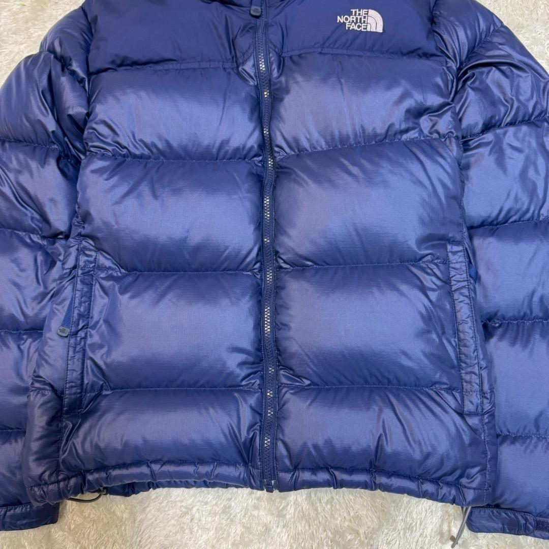 ノースフェイス ダウンジャケット 海外限定 ロゴ刺繍 ブルー レディース XL