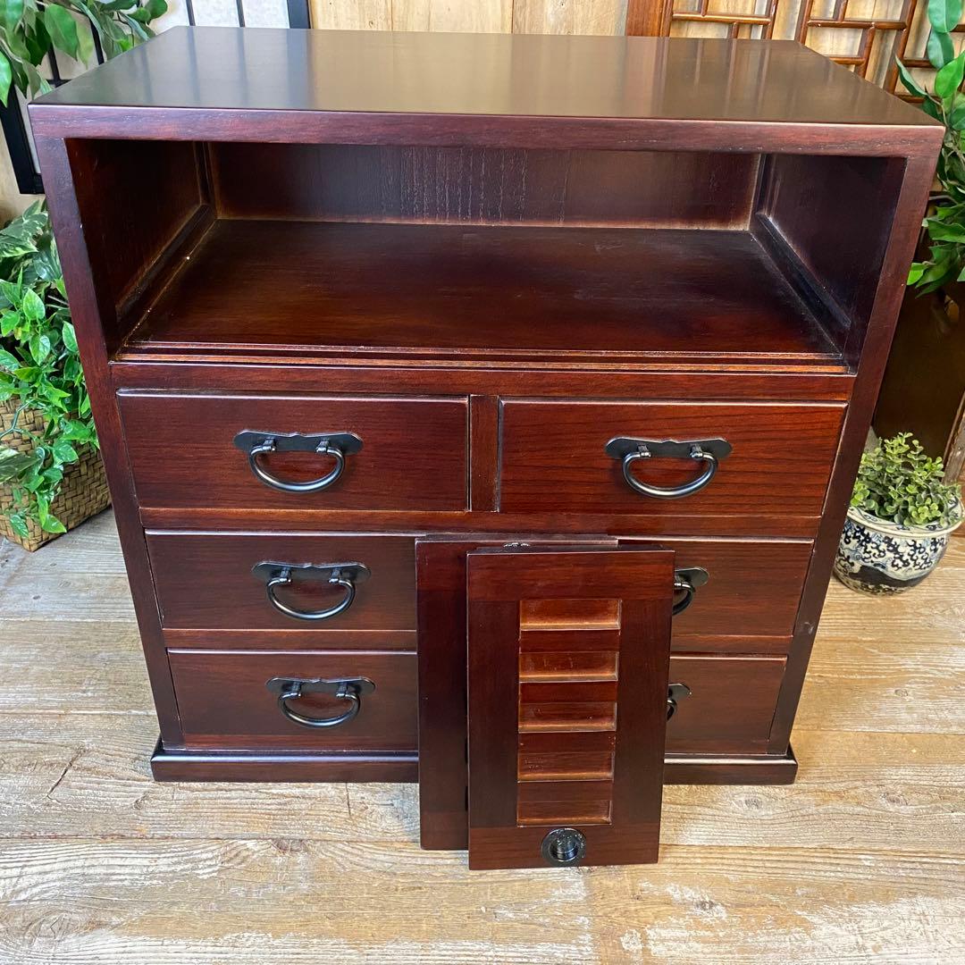 民芸家具桐無垢多引き出しチェスト二点セット木製多収納飾り棚工具棚裁縫棚箪笥タンス