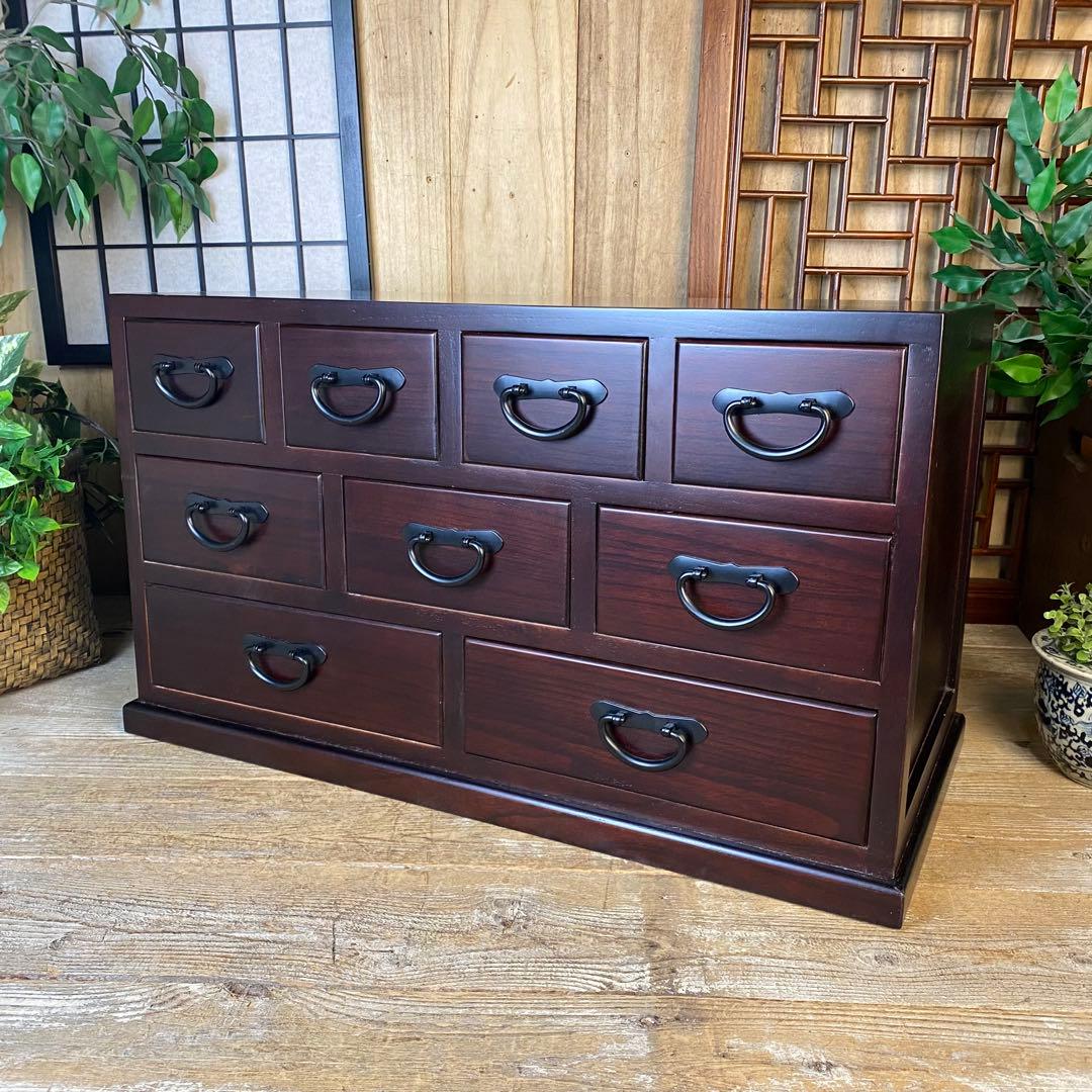 民芸家具桐無垢多引き出しチェスト二点セット木製多収納飾り棚工具棚裁縫棚箪笥タンス