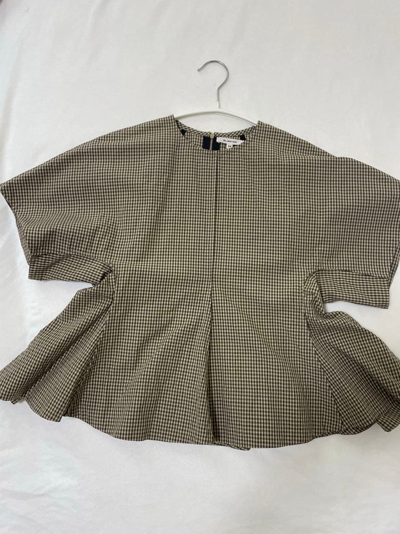 ブラミンク　チェックぺプラムブラウス
