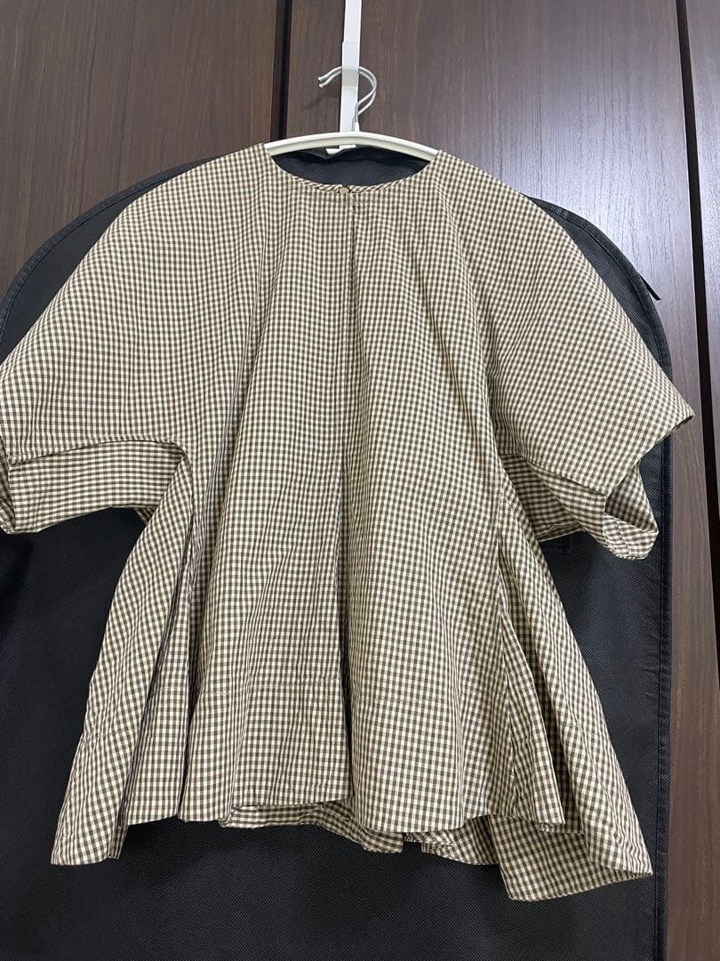 ブラミンク　チェックぺプラムブラウス